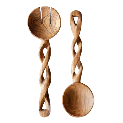 Large Olive Wood Spiral Salad Tosser