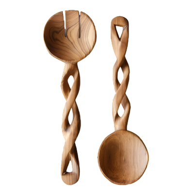 Large Olive Wood Spiral Salad Tosser