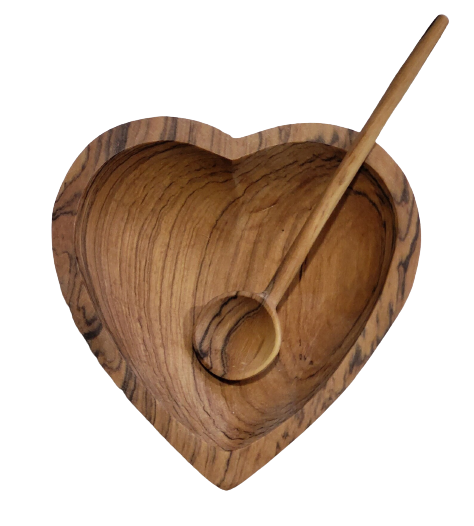 Olive Heart Bowl & Spoon