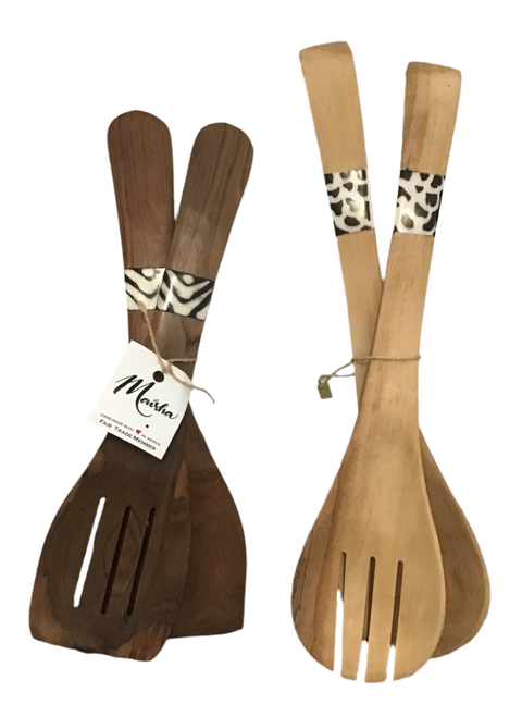 Olive Wood Salad Tosser (w/decor)